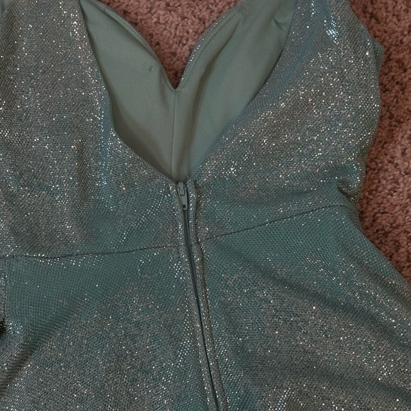 B Darlin Aqua Glitter Formal Gown | Holiday Party • Prom Winter Wedding Size 1/2 - Picture 10 of 12
